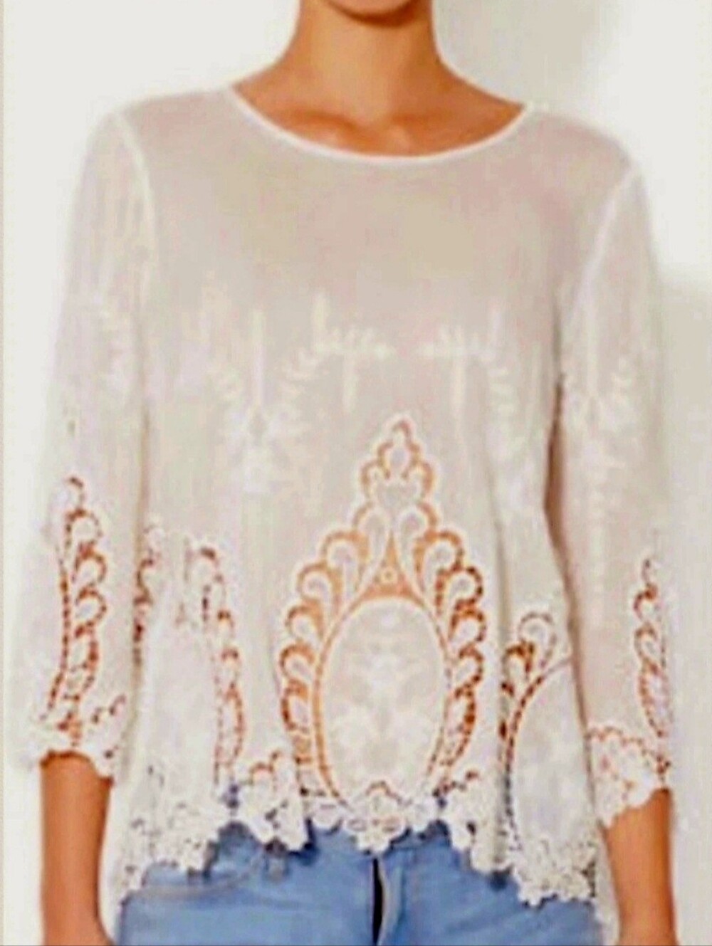 NEW! Cynthia Rowley Embroidered Linen-Blend Blouse Size 1X